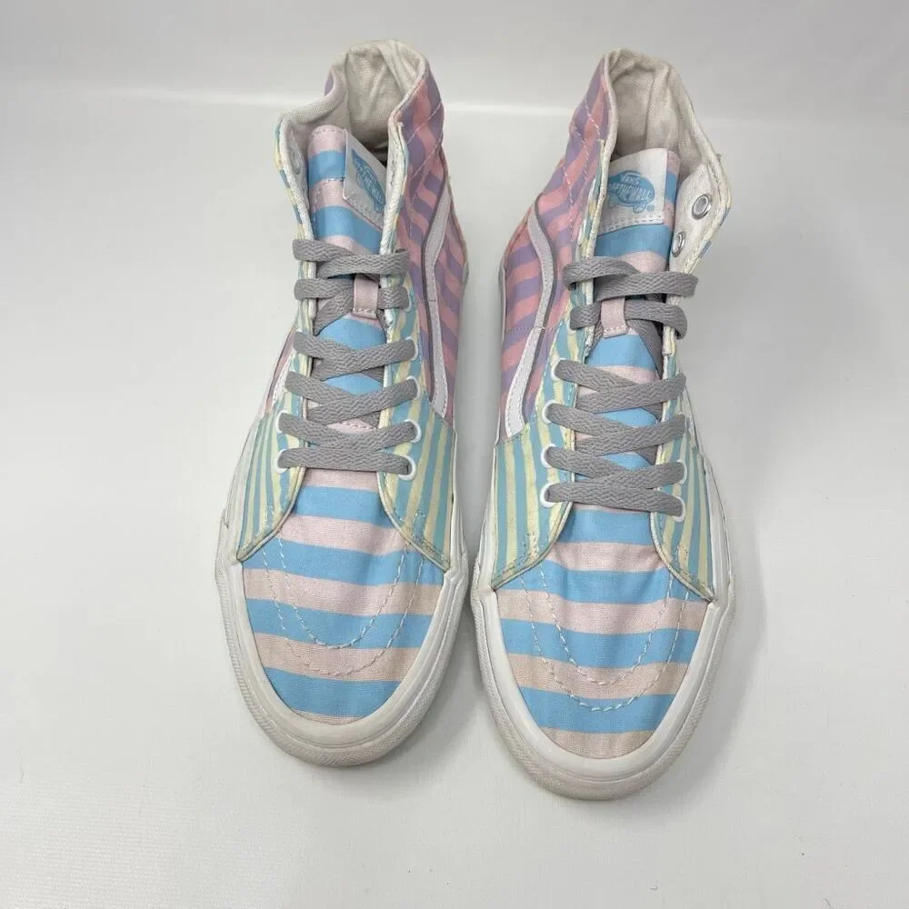 Vans Sk8-Hi Skate Sneaker Shoe Pastel Stripes Multicolor Size Men 9.5 Women 11